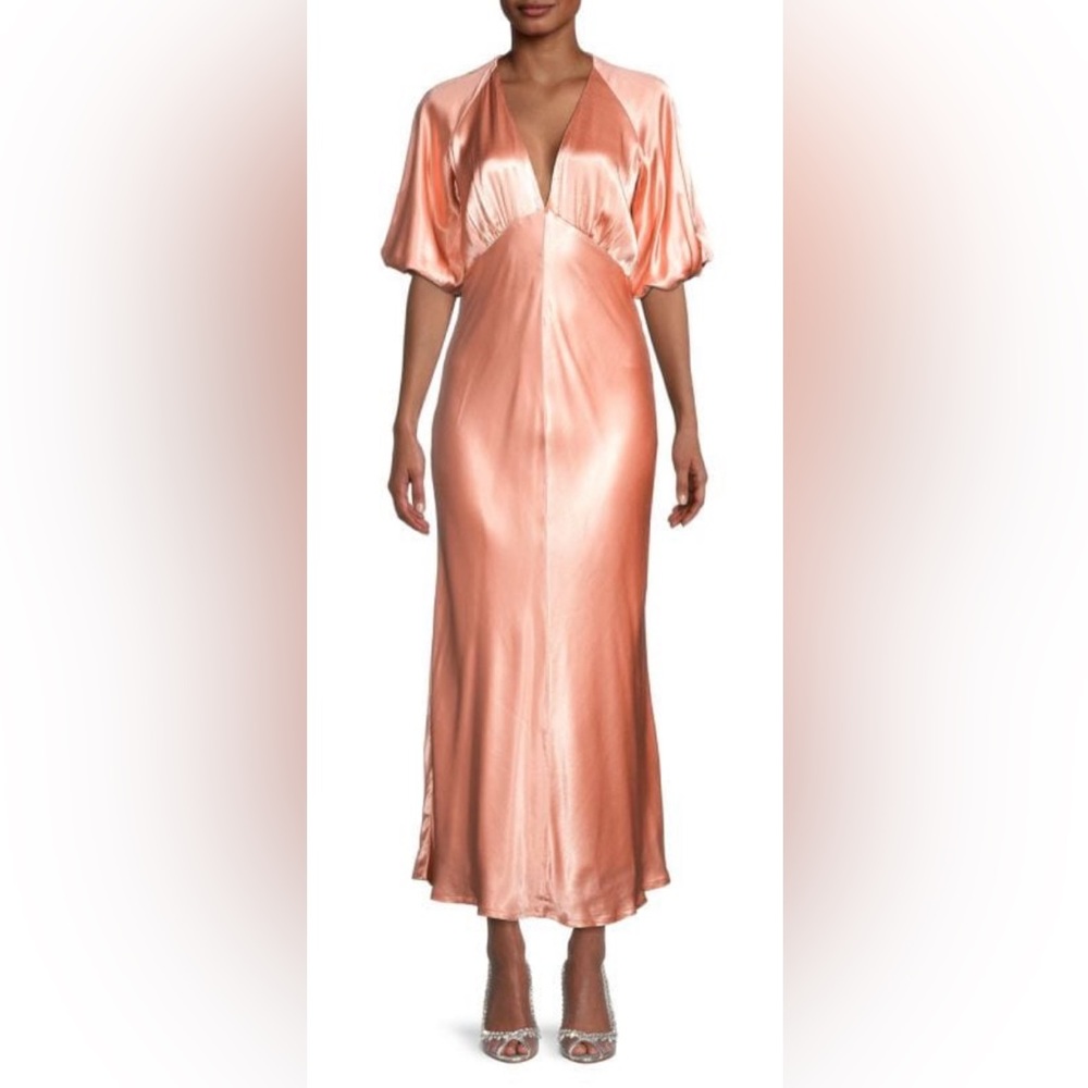 BARDOT Pink Copper Everleigh Satin Midi Dress Size 8 (Large) NWT